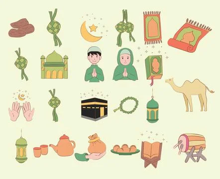 Eid Mubarak illustration Collection Vector Illustrazione stock