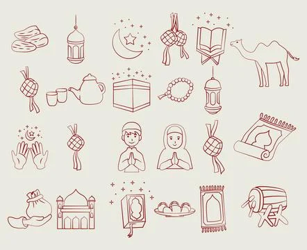 Eid Mubarak illustration Collection Vector Illustrazione stock