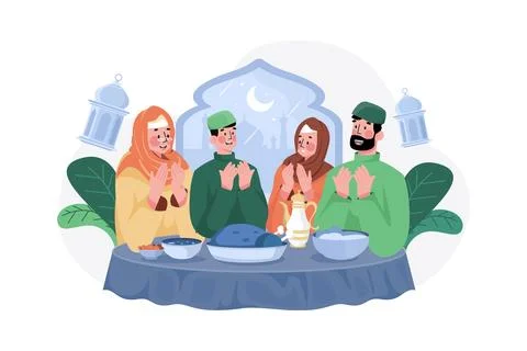 Eid Mubarak Illustration concept. A flat illustration isolated on white bac.. Stock Illustration