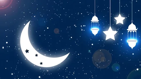 Eid mubarak islamic background for Ramadan Kareem concept with moon. Video stock 129736320
