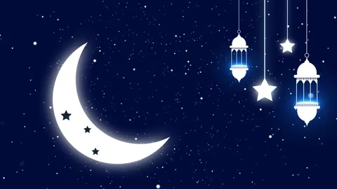 Eid Mubarak Islamic Background For Ramadan Kareem Concept With Moon. Stock Footage 130421784