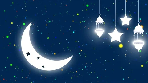 Eid Mubarak Islamic Background For Ramadan Kareem Concept With Moon. Video stock 130421839