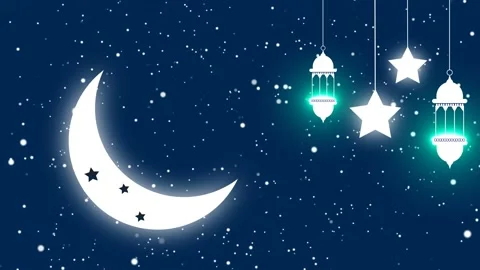 Eid Mubarak Islamic Background For Ramadan Kareem Concept With Moon. Stock Footage 130421937