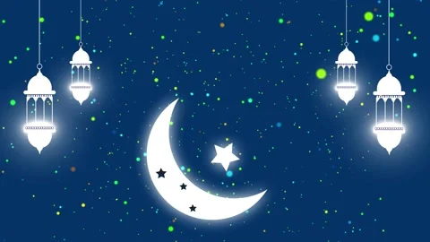 Eid Mubarak Islamic Background For Ramadan Kareem Concept With Moon. Stock Footage 130421967