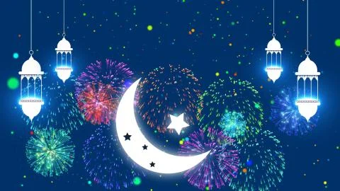 Eid mubarak islamic background for Ramadan Kareem concept with moon. Stock Illustration