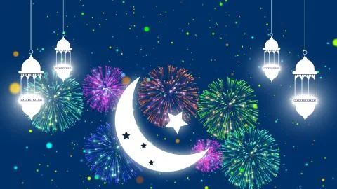 Eid mubarak islamic background for Ramadan Kareem concept with moon. Stock Illustration