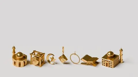 Eid Mubarak Isometric Icon 3D Render Illustration Stock Illustration