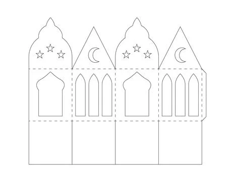 Eid mubarak lantern cutting template vector illustration Stock Illustration