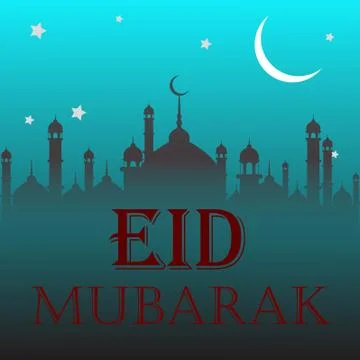 Eid Mubarak with moon  background Stock Illustration