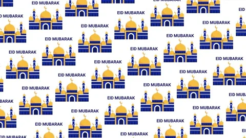Eid Mubarak Mosque Pattern with Crescent Moon Background Stock Footage 330825645