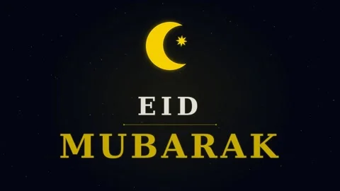 Eid Mubarak Motion Celebration Video with Festive Symbols and Night Sky Scene Stock Footage 342565634