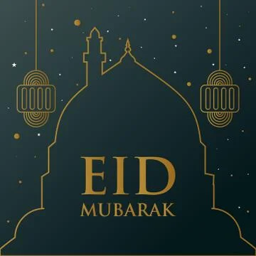Eid Mubarak post design vector illustration background with luxury style. Stock Illustration