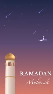 Eid Mubarak Poster Design with Mosque Vector Illustration Stock Illustration