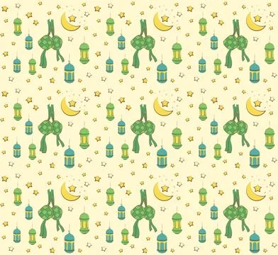 Eid Mubarak Seamless Background Pattern EPS Vector Stock Illustration