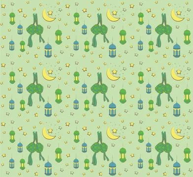 Eid Mubarak Seamless Background Pattern EPS Vector Stock Illustration