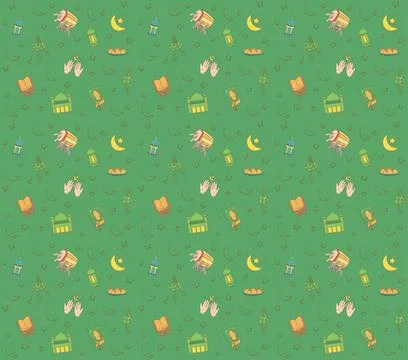Eid Mubarak Seamless Background Pattern EPS Vector Stock Illustration