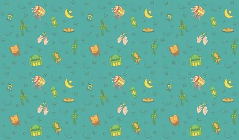 Eid Mubarak Seamless Background Pattern EPS Vector Stock Illustration