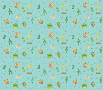 Eid Mubarak Seamless Background Pattern EPS Vector Stock Illustration