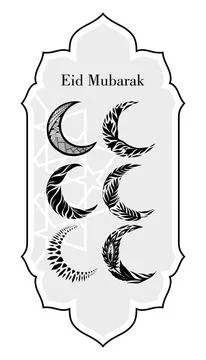 Eid Mubarak set of moons Stock Illustration