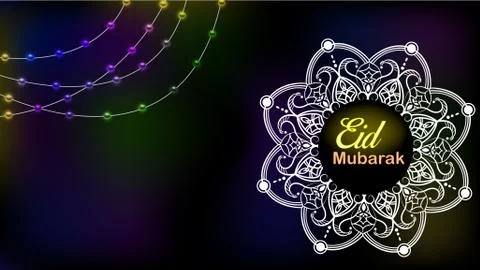 Eid Mubarak set of posters or invitations design on black background. Stock Illustration