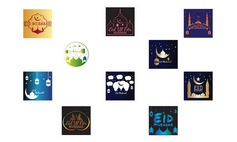 Eid Mubarak Template Design Collection Stock Illustration