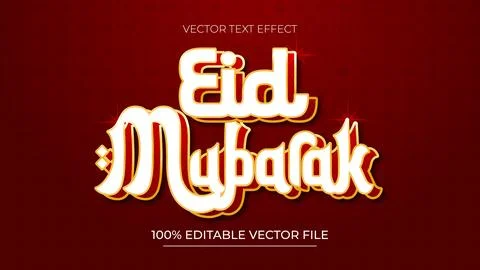 Eid Mubarak text effect editable luxury Red and gold color Theme Ilustración de archivo