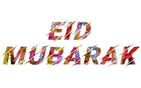 Eid Mubarak text image stock design in colorful style letters Stock Illustration