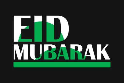 Eid Mubarak typography on isolated dark background Stock Illustration