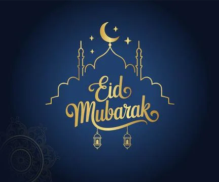 Eid-mubarak-typography-light-blue-background 스톡 일러스트