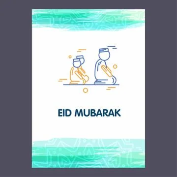 Eid Mubarak Vector Background. Greeting Card calligraphy of happy eid mubarak Stock Illustration