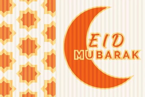 Eid Mubarak vector illustration with crescent moon and geometric Islamic pa.. Stock Illustration