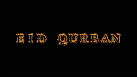 Eid Qurban fire text effect black background Stock Footage 136196814