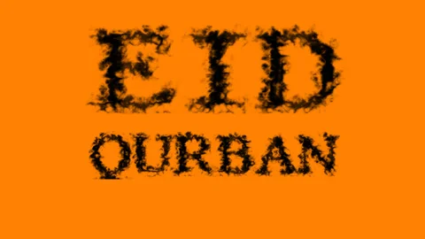 Eid Qurban smoke text effect orange isolated background Stock Footage 139624082