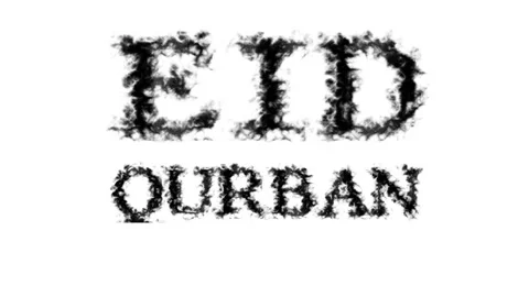 Eid Qurban smoke text effect white isolated background Stock Footage 139624143