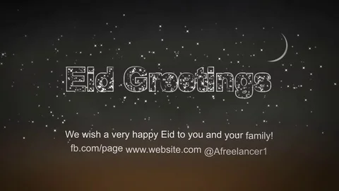 Eid Saeed Mubarak Greetings and Ramadan Kareem Mubarak in different languages Stock After Effects