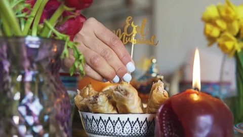 Eid Table Ready for Celebration Stock Footage 276499708