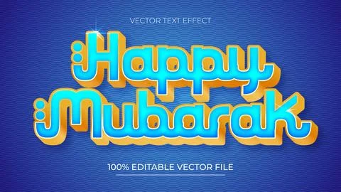 Eid Text Effect Template with Islamic Blue and gold theme Ilustración de archivo