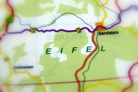 Eifel on a map Stock Photos