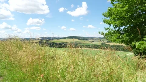 The eifel mountains, grene fields, agircultural fields and greenery. Germany. Stock Footage 313545570