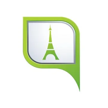 Eifel tower icon green pointer Stock Illustration