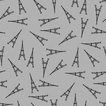 Eifel Tower Silhouette Seamless Pattern Illustrazione stock