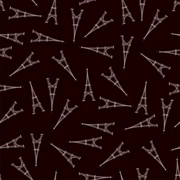 Eifel Tower Silhouette Seamless Pattern Stock Illustration