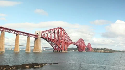 Eiffel bridge crossing wide river Stock Footage 45079452