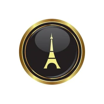 Eiffel icon gold Stock Illustration