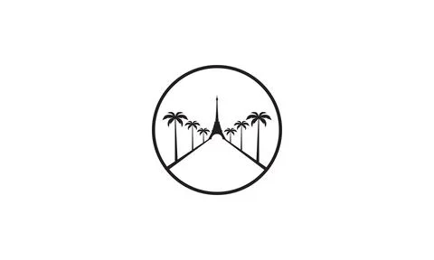 Eiffel with palm tree logo symbol vector icon illustration graphic design Stockillustratie