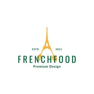 Eiffel with spoon fork logo design vector graphic symbol icon sign illustra.. Stock Illustration