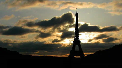 Eiffel sunset Stock Footage 694806