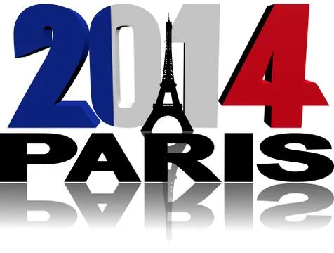 Eiffel tower with 2014 flag text illustration Illustrazione stock
