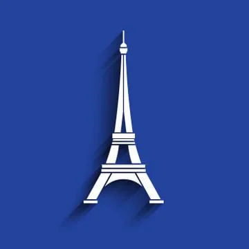 Eiffel Tower 3D paper style icon Stock Illustration