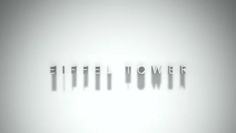 EIFFEL TOWER 3D title animation with shadows on a white background Stock Footage 296813519
